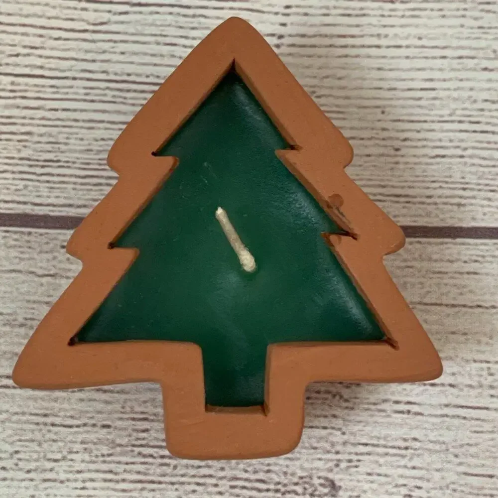 Canterbury Candles Vintage Terracotta Tree and Star Candle Set of 3 Christmas